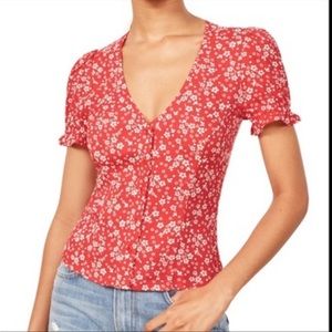 Reformation Allegra Floral Button Front Blouse